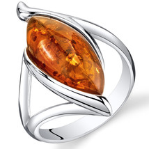 Sterling Silver Baltic Amber Elliptical Ring - £69.40 GBP+