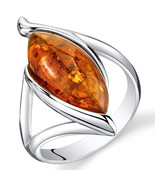 Sterling Silver Baltic Amber Elliptical Ring - $124.44 CAD