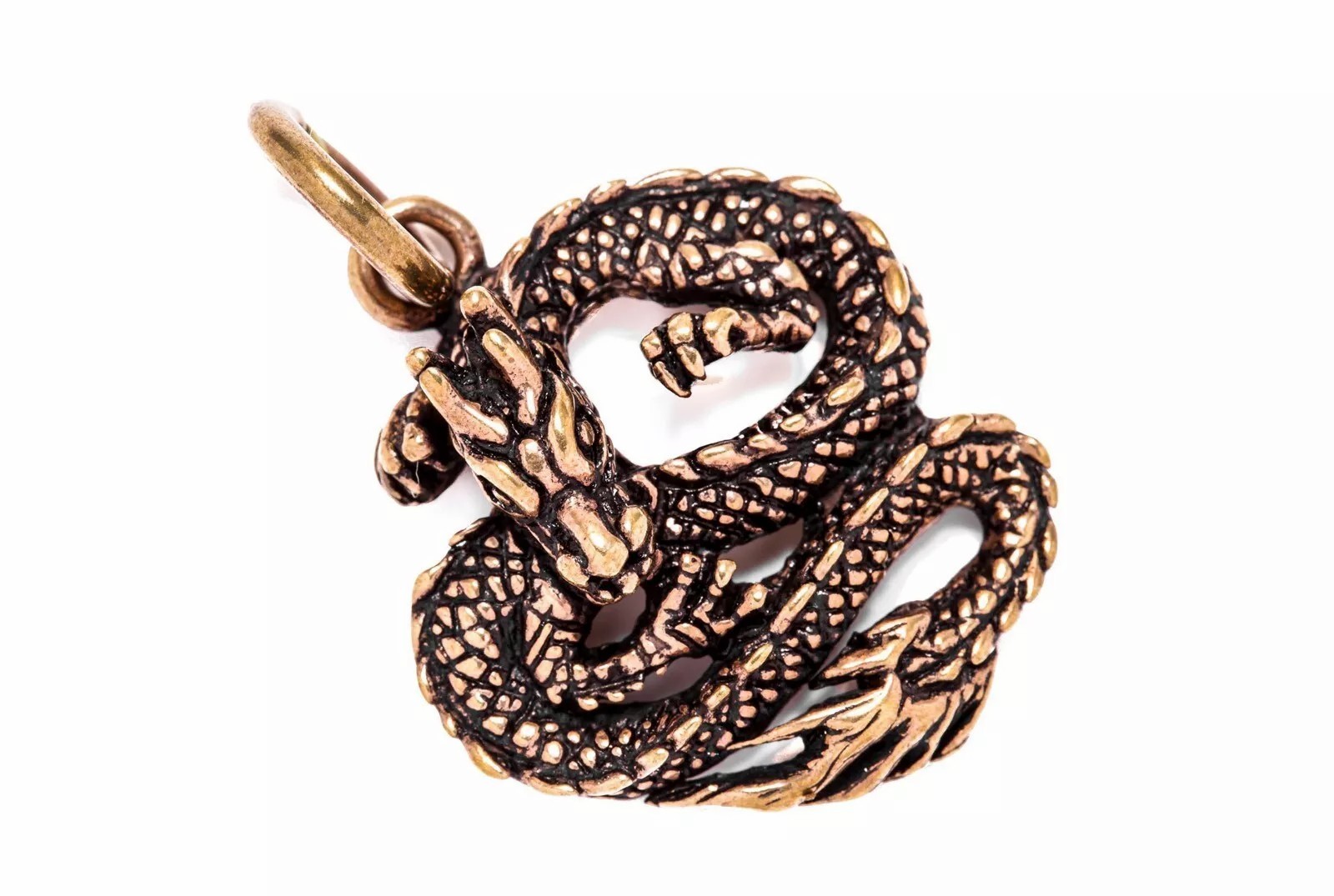 Bronze Dragon Pendant – Mythical Power Amulet with Antique Finish (3 cm) - $19.99