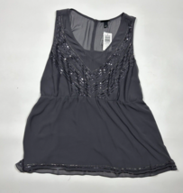 Torrid Gray Chiffon Embellished Double Layer Peplum Tank Size 2 NWT Sequins - £21.31 GBP