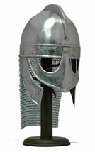Viking Helmet with Chainmail Medieval Norman Knight Battle Armor Costume Helmet - £86.99 GBP