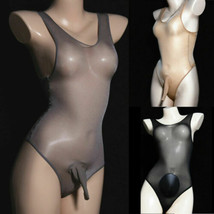 Mens Shiny Glossy Underwear See-through Thong Leotard Bodystocking Tank Bodysuit - £9.31 GBP