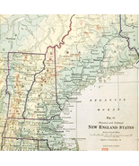 1920 Map New England States Physical Political Maine NH Mass CT RI Vermo... - $551.07 MXN