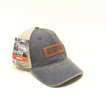 ESPN Hat Cap Men&#39;s Adjustable StrapBack Denim Leather Logo Baseball - $14.65