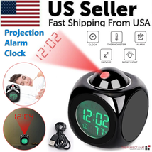 LED Projection Alarm Clock Digital LCD Display Voice Talking Weather Snooze USB - £12.23 GBP