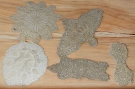 Vintage Lot 7 Handmade Crochet Doilies Table Set cottage core off white/beige - £23.42 GBP