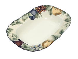 Noble Excellence Napa Valley Oval Vegetable Bowl Fruit &amp; Leaves Scalloped Edge - £17.81 GBP