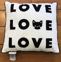 Pottery Barn Kids Love Love Love Black Cat Kitten Embroidered Throw Pillow 15" - £29.09 GBP