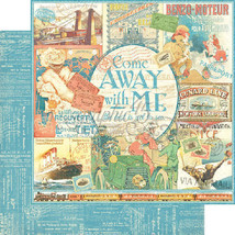 GRAPHIC 45 &quot;COME AWAY WITH ME&quot; 12 X 12 SINGLE SHEETS - £0.98 GBP