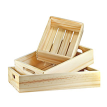 Functional Rustic Mini Crates Set of 3 Light Brown Pine Tree Wood Set - £30.26 GBP