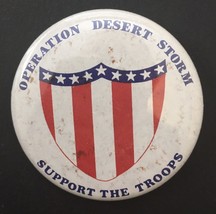 Operation Desert Storm Support our Troops Button Pin 2.25&quot; Military Vintage - £4.70 GBP
