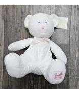 Russ Berrie Moonbeam White Teddy Bear W/ TAGS Plush White Pink Baby Ratt... - $39.55