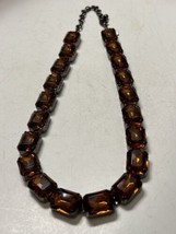 Joan Rivers Amber Colored Beaded Necklace Gun Metal Tone 19 Inch - £33.14 GBP