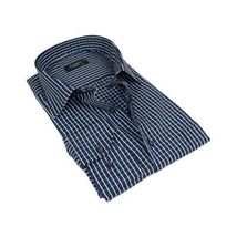 Men's Shirt By CASILA Turkey Cotton Blend Long Sleeves 502050-03 Navy Checker image 5