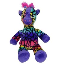 Build A Bear Purple Rainbow Giraffe Plush Stuffed Animal Pink BABW 18” - £14.55 GBP