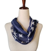 Patriotic Scarf Lightweight Blue White Stars Fashion 4th of July Women A... - £7.16 GBP