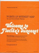 Welcome to Florida&#39;s Suncoast Map 1976 Walt Disney World Eastern Airlines Pappas - £14.33 GBP