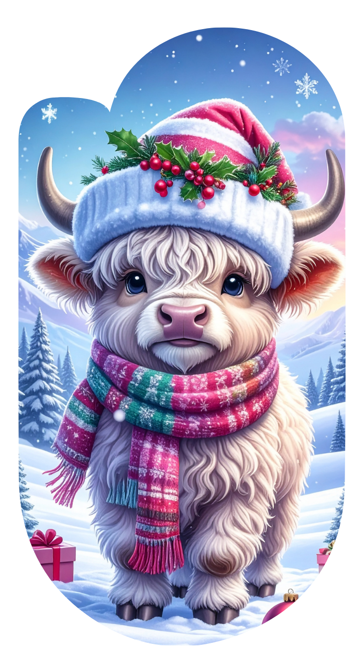 Winter Christmas Cow Paperclip Design Clipart 120PNG Digital Download Bundle  Item image 13