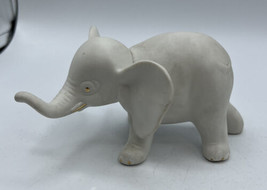Figurines Elephant Gray Porcelain Bisque Gold Trim Eyes Tucks Toe Nails ... - $17.72