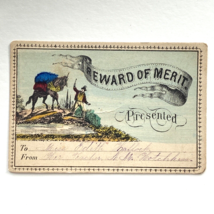 c1880s Antique Pack Horse Man Reward of Merit Card School Student Edith ... - $9.95