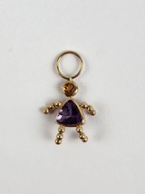 14K Yellow Gold Girl Charm February Amethyst Birthstone Purple JCM - £29.04 GBP