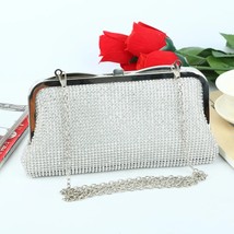 Silver Color Women Clutch Crystal Wedding Evening Bags Rhinestones Party Handbag - £76.42 GBP