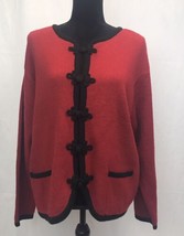 Classy Red Women&#39;s Tally-Ho Red Black Sweater Size L Large - $15.58