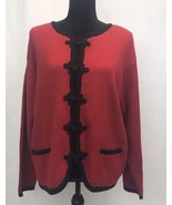 Classy Red Women&#39;s Tally-Ho Red Black Sweater Size L Large - $296.12 MXN