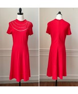 Eliza J Red Cap Sleeve Stretchy Knit Fit &amp; Flare Dress Valentine’s Day M - $451.12 MXN