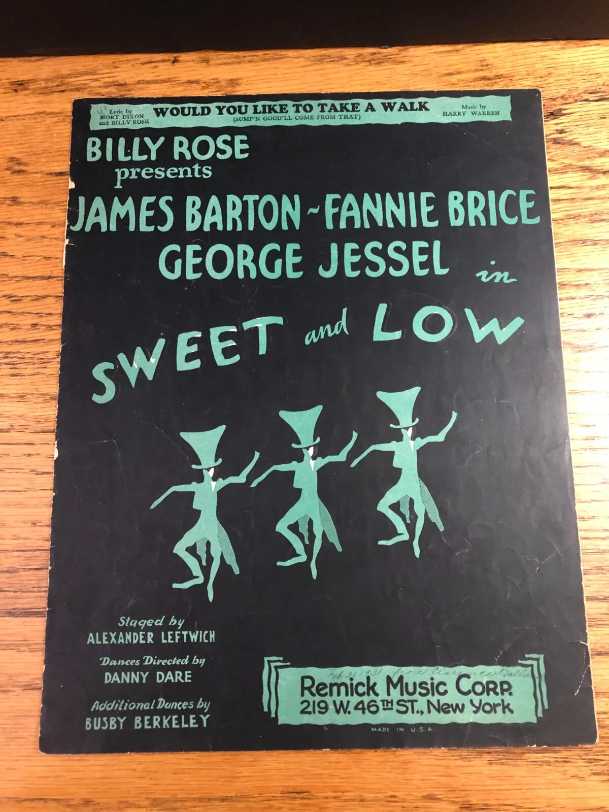 Would You Like To Take A Walk (Sump&#39;n Good&#39;ll Come From That) - sheet music - $8.20 CAD