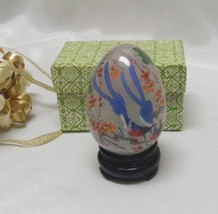 2928 Eglomise Asian Birds Floral Decor Egg - $6.50