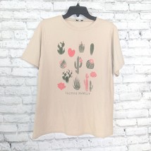 Polagram Shirt Womens Large Beige Short Sleeve Cactus Family Graphic Casual Boho - £14.13 GBP
