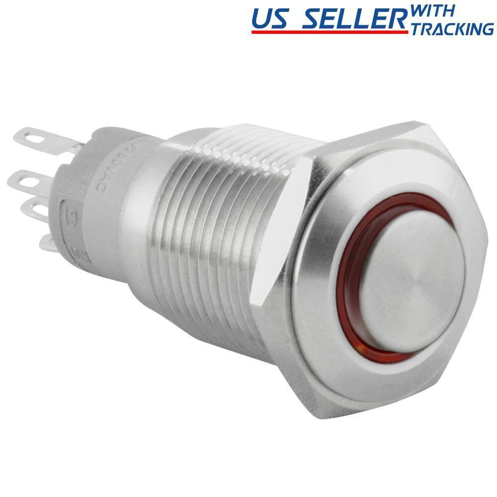 Primary image for 16Mm Latching Push Button Power Switch Stainless Steel W/ Red Led Waterproof