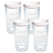 Tervis Lace Bride 16 oz. Tumbler W/ Lid Set of 4 Wedding Party Married Cups New - £31.59 GBP