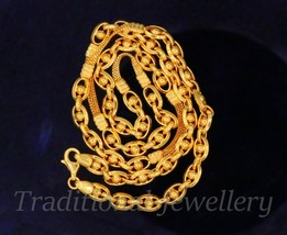 22 Kt Yellow Gold Hollow Link Rolo Chain With Box Authentic Unisex Necklace - £2,792.82 GBP+