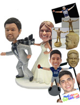 Personalized Bobblehead Bride Catching Fleeing Groom By His Scarf - Wedding &amp; Co - £125.46 GBP