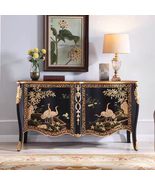 Storage Cabinet  Luxury Designer Black Console Table | Solid Wood Sideb... - $46,193.17 MXN