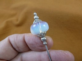 (U-364) white Mermaid Moonstone opalite bead silver accents hatpin Pin h... - $10.39