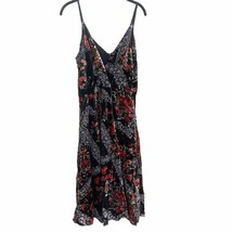Anthropologie Eri &amp; Ali Black Velvet Floral Burnout Surplice V Neck Dress 14 NWT - £62.49 GBP
