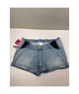 Isabel Maternity Midi Jean Shorts Denim Blue Expandable Sides Womens Size 2 - $34.97 CAD