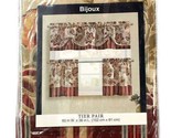 1 Package Richloom Home Fashions Bijoux Red Multicolor Tier Pair 60&quot; W X... - $21.99