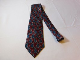 Christian Dior Monsieur Polyester Tie Neck neckwear print dark red Paisley NWT-- - £16.50 GBP
