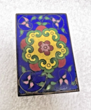 Beautiful Cloisonne Match Box Holder Cobalt Blue w Floral Design 2 1/4 x... - $24.26