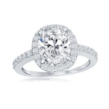 Sterling Silver Large Oval Halo CZ Engagement Ring - £28.50 GBP