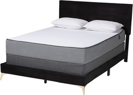 Baxton Studio Abberton Bed (Box Spring Required), Queen, Black - £175.85 GBP