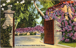 Vintage Postcard Entrance to Miami Beach Estate Florida (A12) - £5.13 GBP