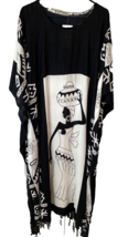 Magic African Print Caftan Dress Black and White with Fringe One Size New w/Tags - £25.17 GBP