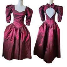 Vintage 90s Womens Size 4 Burgundy Irridescent Prom Formal Gown Dress Re... - £76.09 GBP