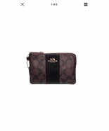 NEW COACH Signature PVC Leather Corner Zip Wristlet F54629 Brown Black - €35,45 EUR