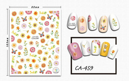 Nail art 3D stickers decal pink yellow orange flowers butterfly smile CA459 - £2.52 GBP